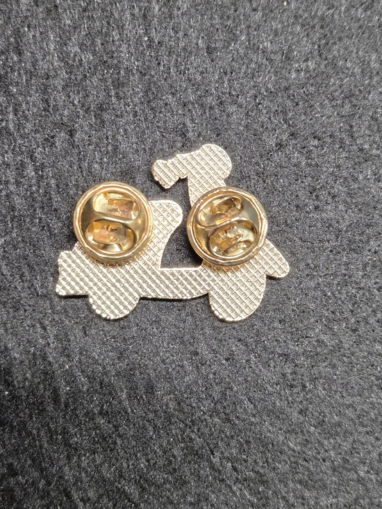 **Scooter Enamel Pin - White & Turquoise with Brown Seat** - Picture 2 of 2